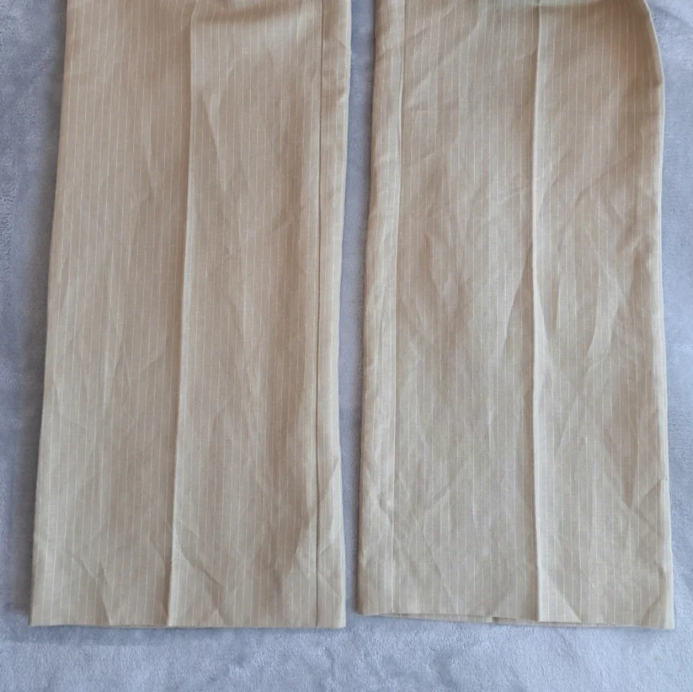 Women’s Tape Measure Beige Striped Linen Blend Career Style Pants Size 10 - Picture 12 of 16